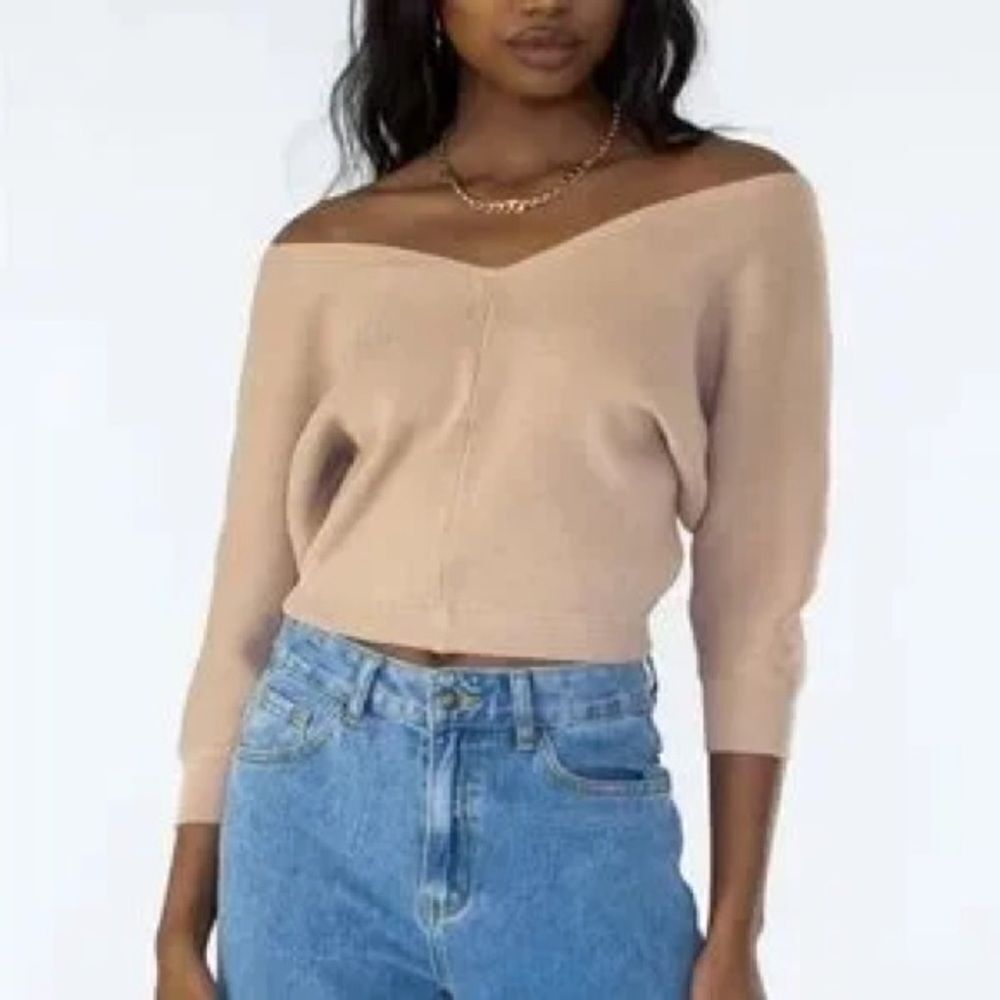 NWT Princess Polly Love More Knit Sweater Beige Tan Size S/M